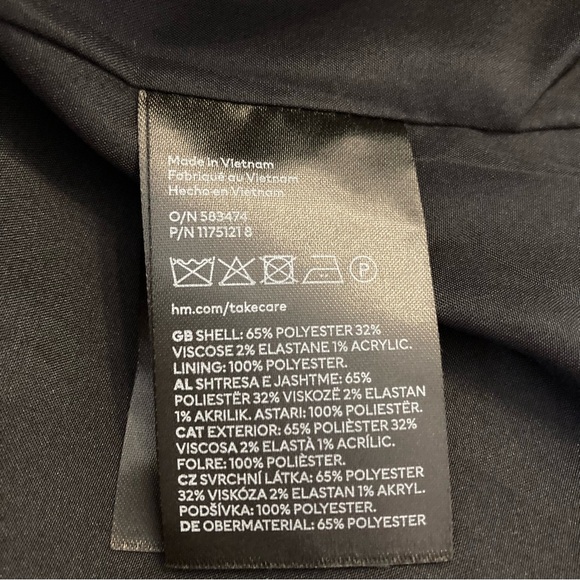 H&M Black Beige Pinstripe Viscose Blend Double Breasted Blazer Jacket NWT - Picture 5 of 7